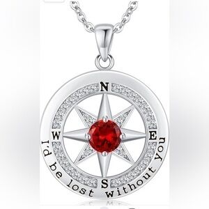 Sterling Silver Stamped 925 Compass Necklace NWT